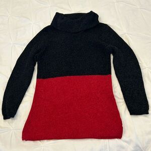 NWT Coco Bianco Women's Red & Black Knit Turtle-Neck Long Sleeves Sweater Medium